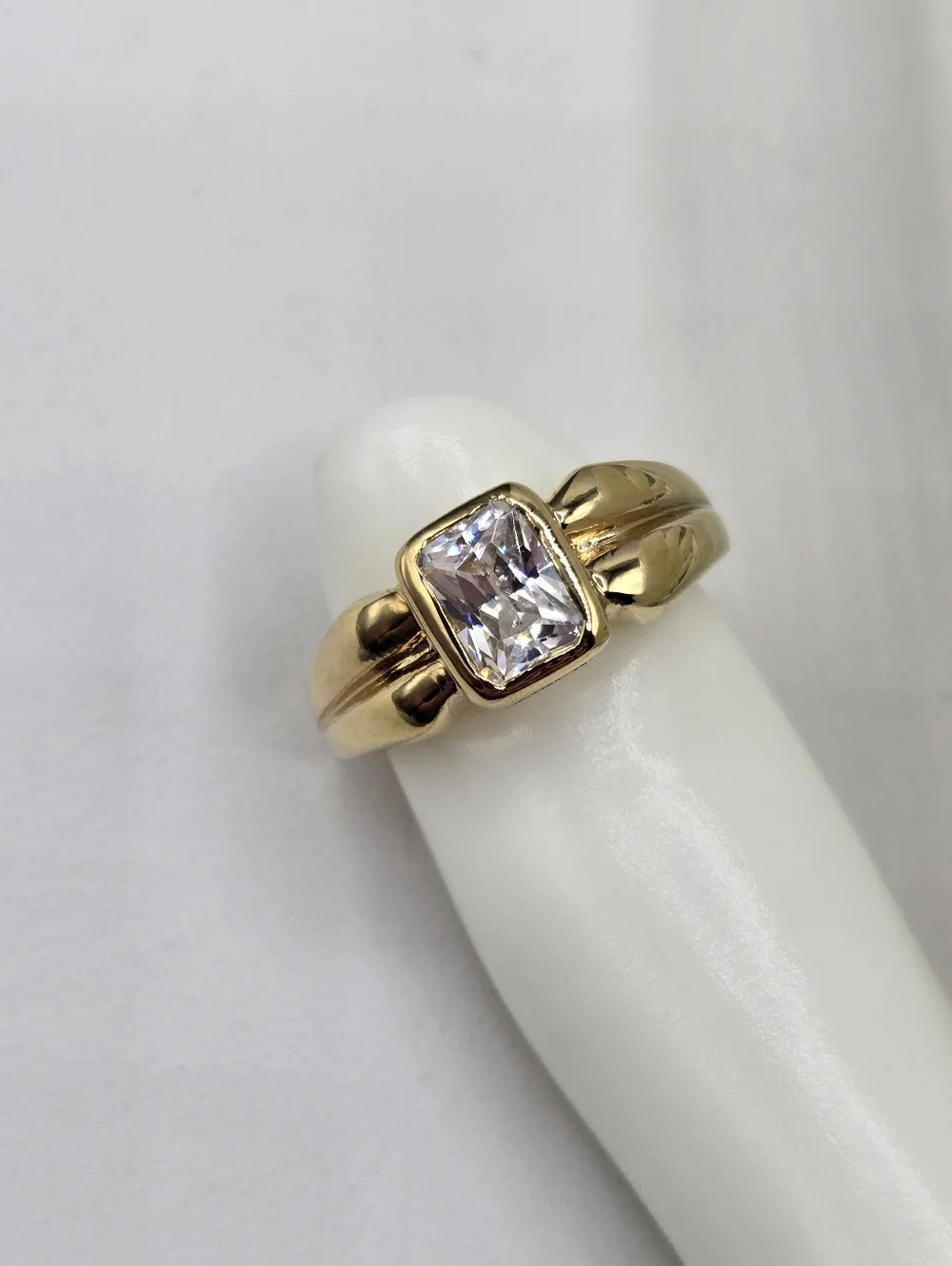 Swarovski Gold-Tone Ring with Clear Emerald-Cut Crystal